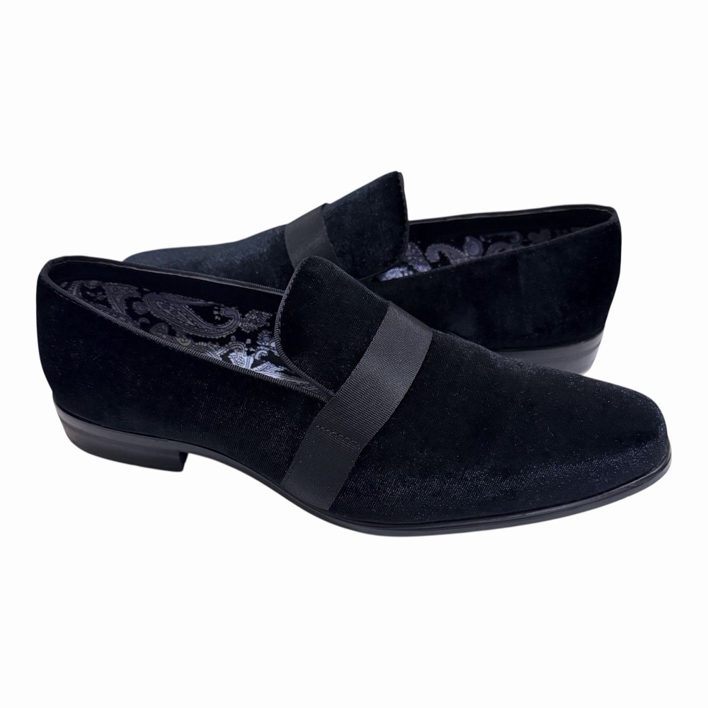 Couture‎ 1910 Men's Black Velvet Smoking Shoes Formal Slip-On Loafers Size 10